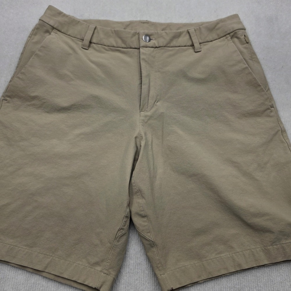 Lululemon Commission Shorts Men 33 Khaki Tan ABC Tech Chino Style 9 Inseam
